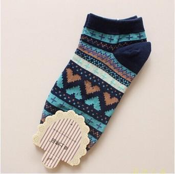 Ms. Spring And Autumn Casual Socks Boat Socks National Wind Cotton Socks Love Socks Low To Help Young Students Socks